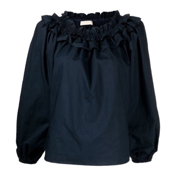 ULLA JOHNSON Olga Ruffled Cotton Blouse - Picture 3 of 13